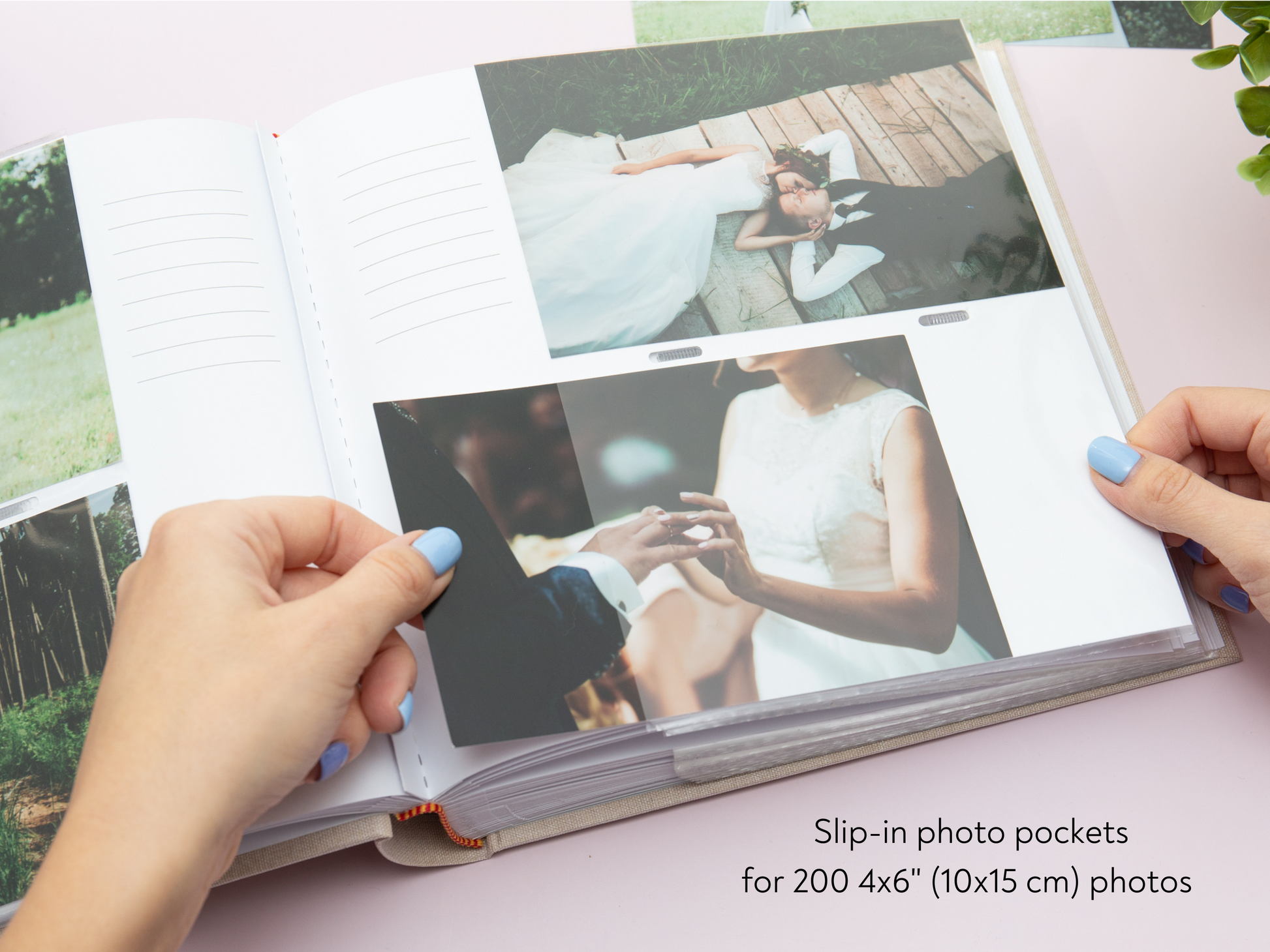 Personalized Linen Photo Album with 200 4x6 in Sleeves