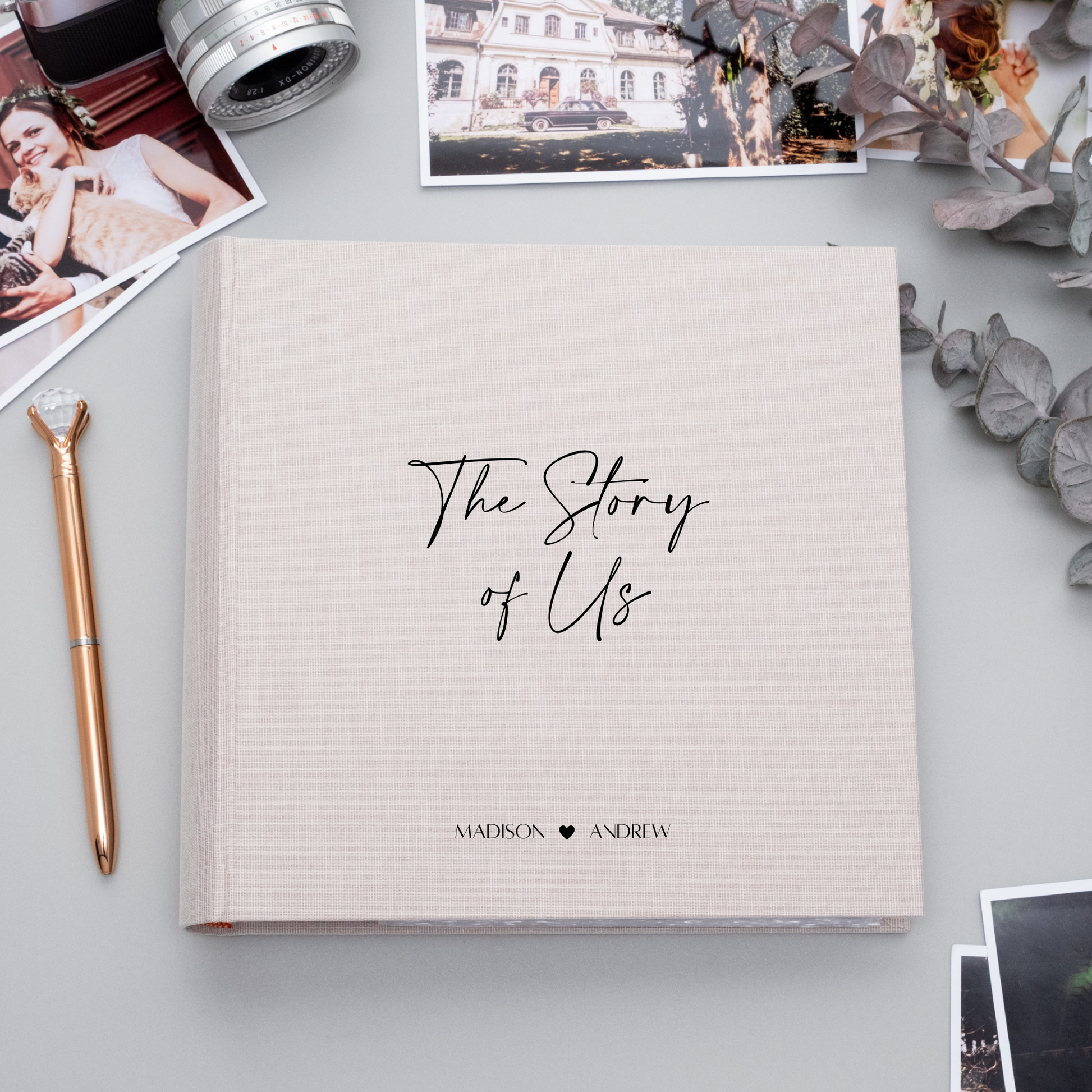 Personalized Linen Photo Album with 200 4x6 in Sleeves