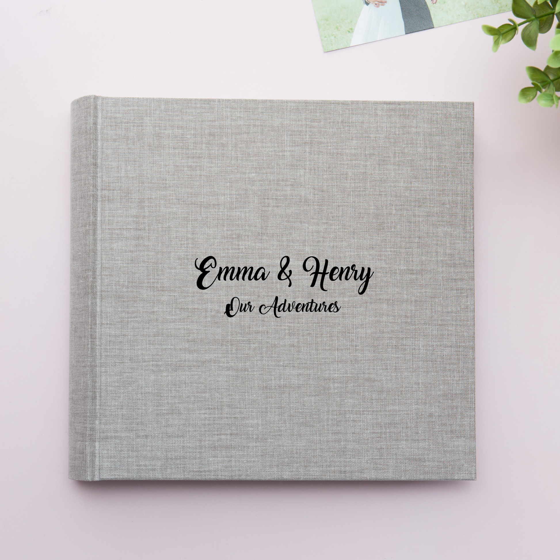 Personalized Linen Photo Album with 200 4x6 in Sleeves