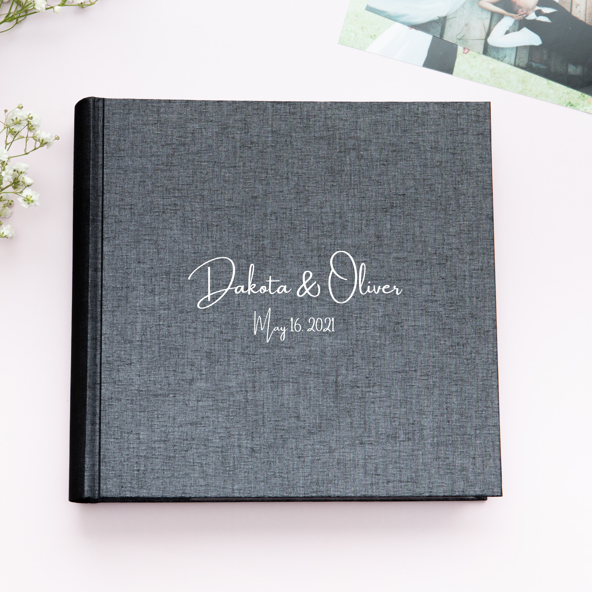 Personalized Linen Photo Album with 200 4x6 in Sleeves
